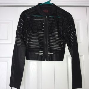 crop see through black jacket